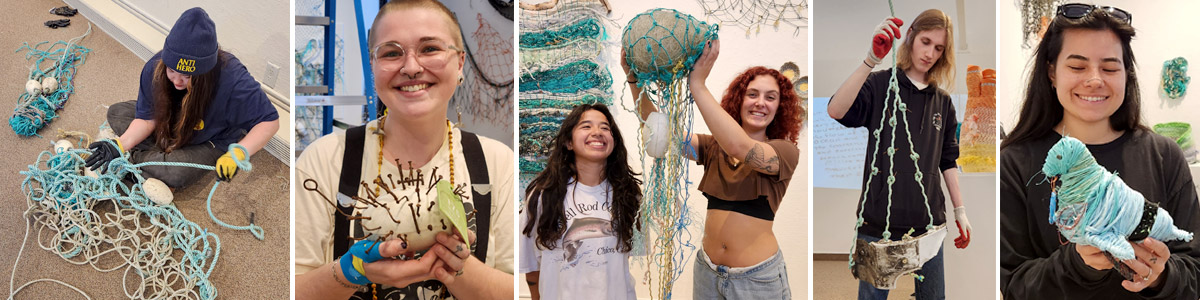 Ghost Net Landscape interactive installation at Cal Poly Humboldt, Arcata, California